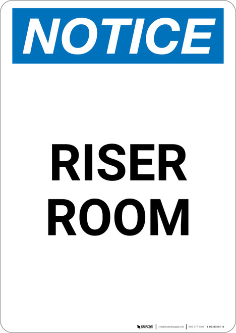 Notice: Riser Room - Portrait Wall Sign