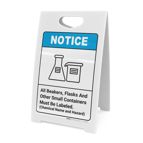 Notice: All Beakers Flasks And Other Small Containers - A-Frame Sign