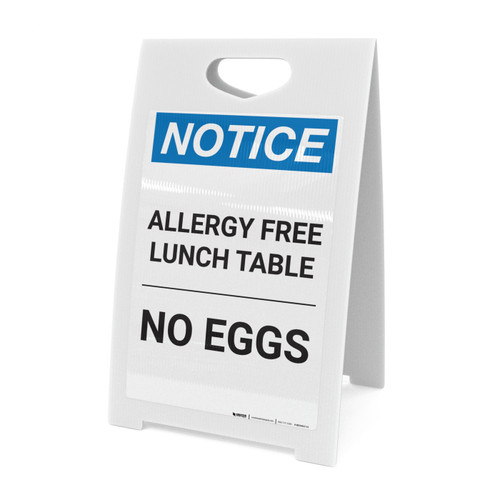 Notice: Allergy Free Lunch Table No Eggs - A-Frame Sign