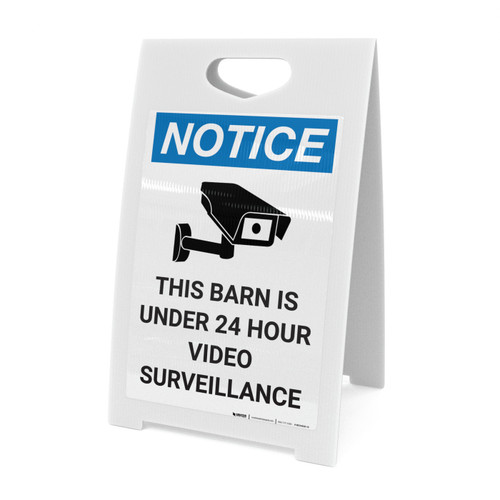 Notice: Barn Is Under 24 Hour Video Surveillance with Icon - A-Frame Sign