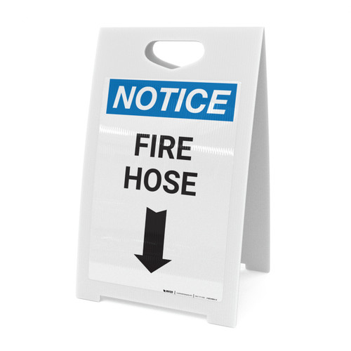 Notice: Fire Hose with Down Arrow - A-Frame Sign