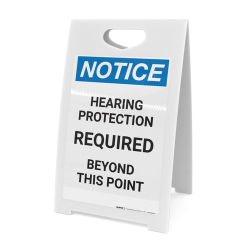 Notice: Hearing Protection Required Beyond This Point - A-Frame Sign