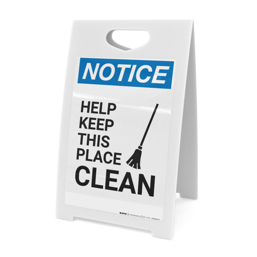 Notice: Help Keep This Place Clean with Icon - A-Frame Sign