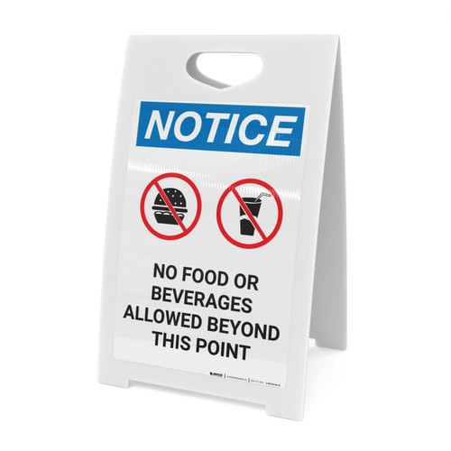 Notice: No Food Or Beverages Allowed Beyond This Point with Icons - A-Frame Sign