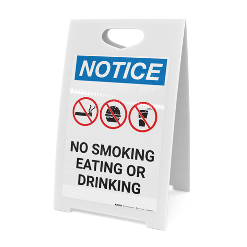 Notice: No Smoking Eating Or Drinking with Icons - A-Frame Sign