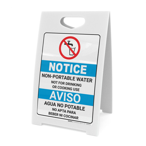 Notice: Non Potable Water Bilingual Spanish ANSI with Icon - A-Frame Sign