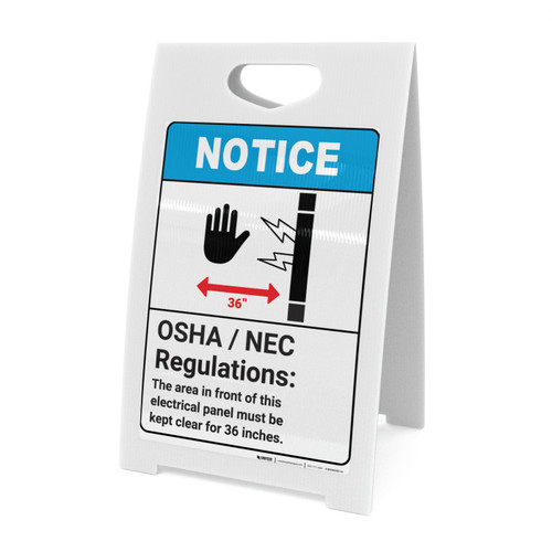 Notice: OSHA NEC Electrical Panel Regulations ANSI with Graphic - A-Frame Sign