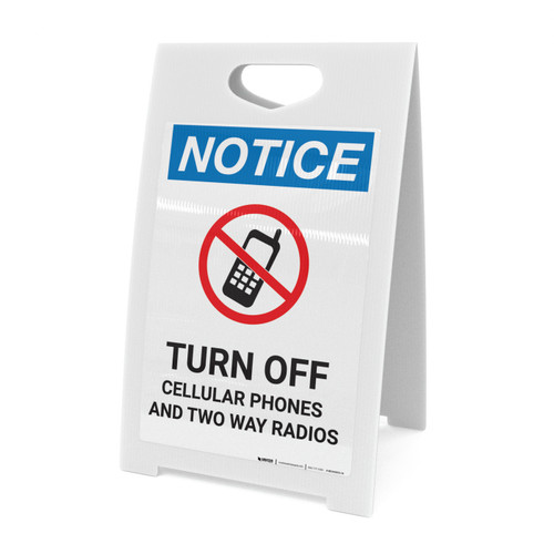 Notice: Turn Off Cellular Phones Two Way Radios No Cellphone Icon - A-Frame Sign