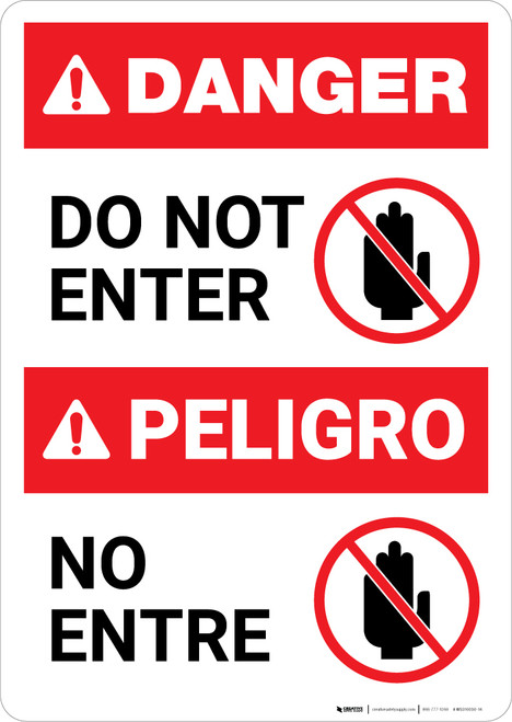 Bilingual Do Not Enter Spanish - Portrait Wall Sign