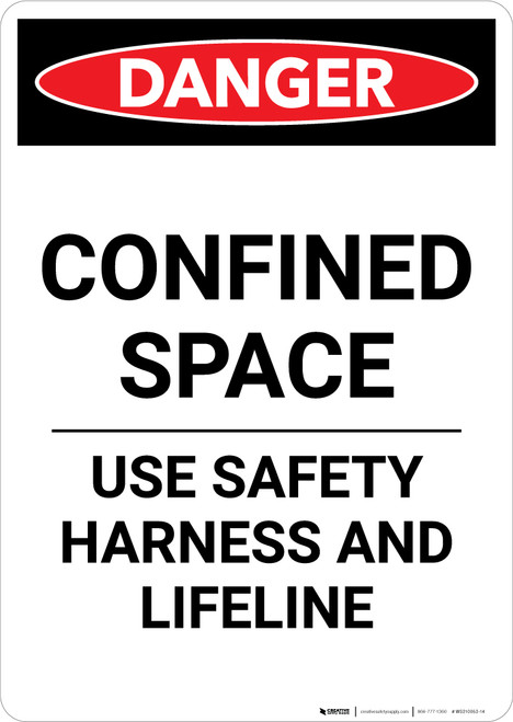 Confined Space Use Safety Harness - Portrait Wall Sign
