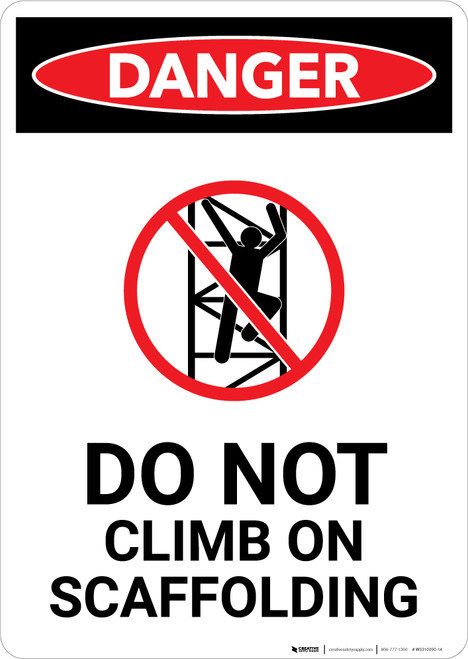 Do Not Climb On Scaffolding with Icon - Portrait Wall Sign
