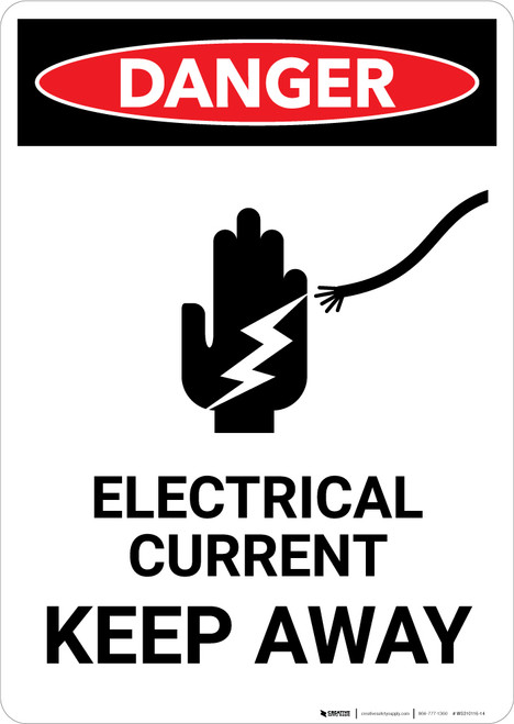 Electrical Current Keep Away With Icon - Portrait Wall Sign