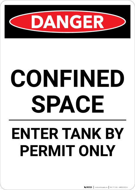 Enter Tank By Permit Only - Portrait Wall Sign