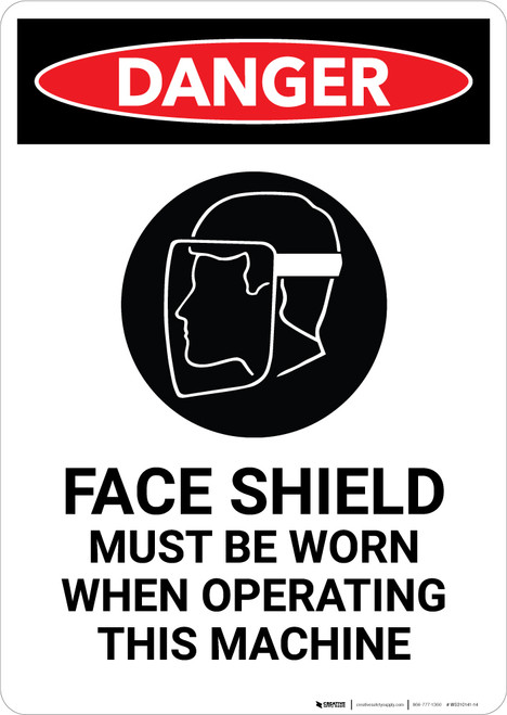 Face Shield Must be Worn with Icon - Portrait Wall Sign