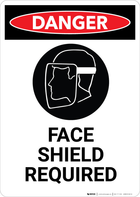 Face Shield Required with Icon - Portrait Wall Sign