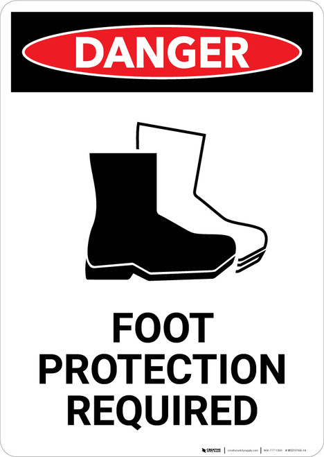 Foot Protection Required with Icon - Portrait Wall Sign