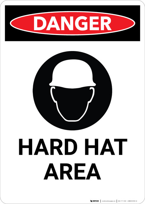 Hard Hat Area with Icon - Portrait Wall Sign