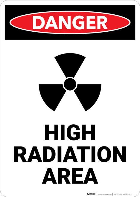 High Radiation Area with Icon - Portrait Wall Sign