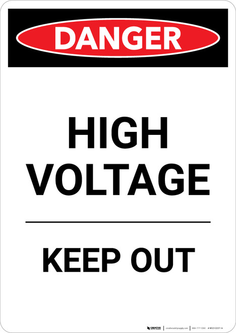 High Voltage Keep Out - Portrait Wall Sign