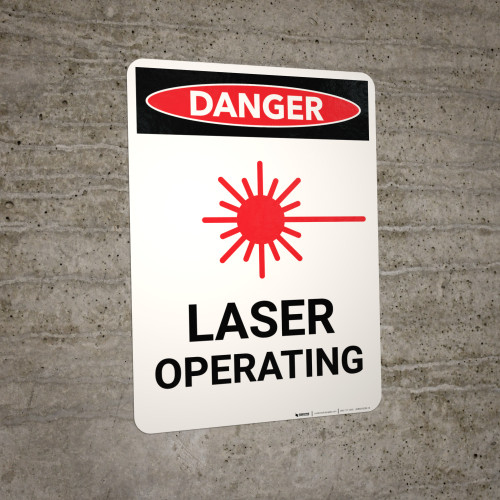 Laser Operating with Icon - Portrait Wall Sign