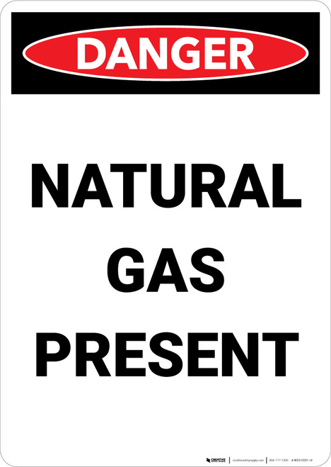 Natural Gas Present - Portrait Wall Sign