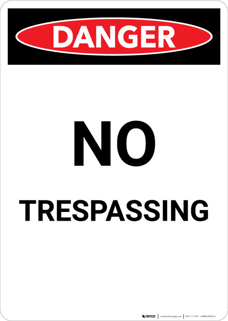 No Trespassing - Portrait Wall Sign
