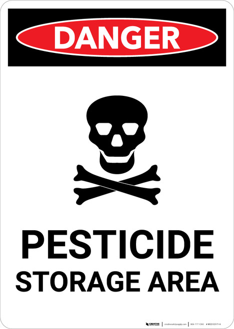 Danger: Pesticide Storage Area with Icon - Portrait Wall Sign