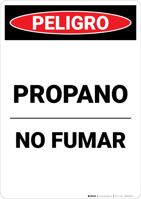 Propane No Smoking Spanish - Portrait Wall Sign