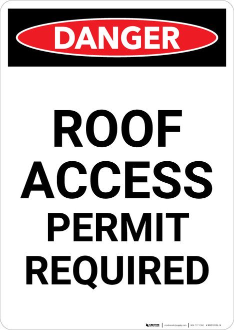 Roof Access Permit Required - Portrait Wall Sign