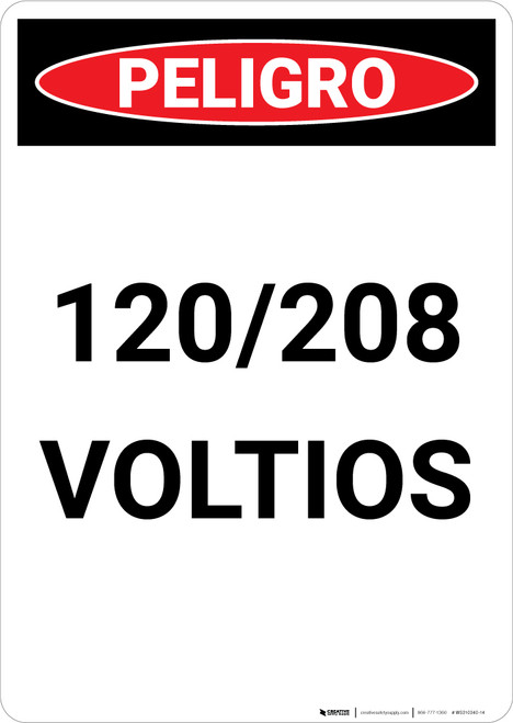 Spanish 120/208 Volts - Portrait Wall Sign