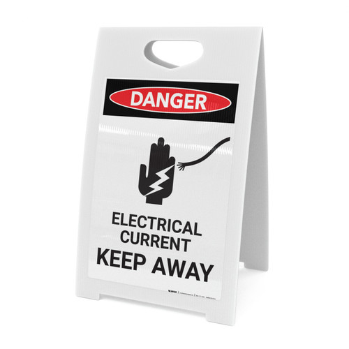 Electrical Current Keep Away With Icon - A-Frame Sign