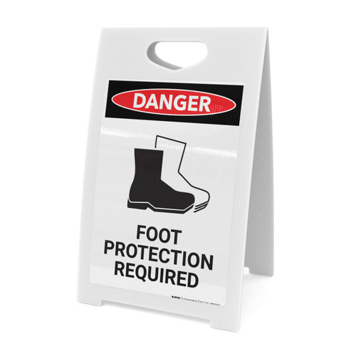 Foot Protection Required with Icon - A-Frame Sign