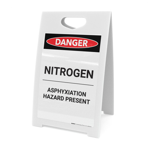 Nitrogen Asphyxiation Hazard Present - A-Frame Sign
