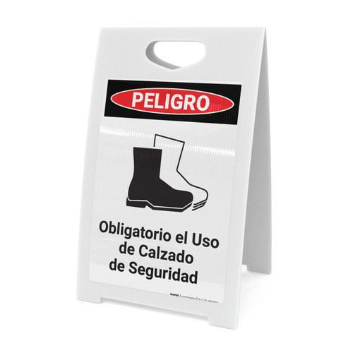 Safety Footwear Mandatory Spanish with Icon - A-Frame Sign