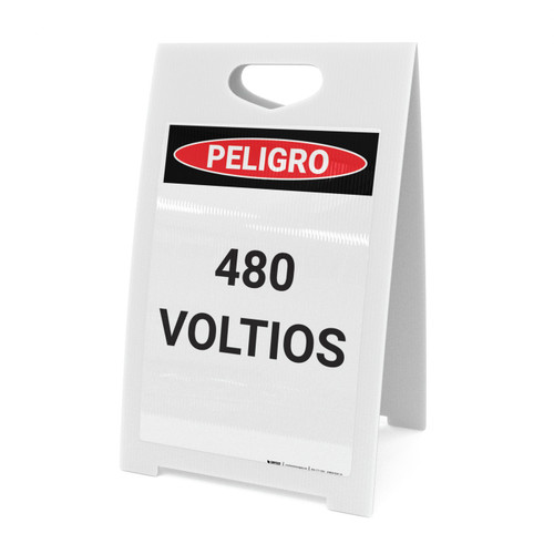 Spanish 480 Voltios - A-Frame Sign