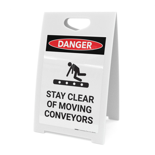 Stay Clear of Moving Conveyors with Icon - A-Frame Sign