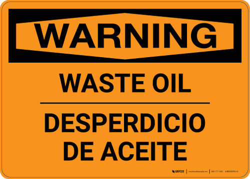 Warning: Waste Oil Bilingual Spanish Landscape