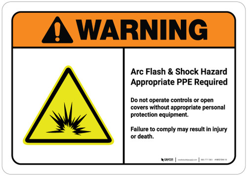 Warning: Arc Flash - Do Not Operate Controls/Open Covers Without PPE