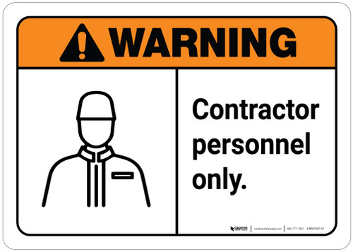 Warning: Contractor Personnel Only ANSI Landscape with Icon