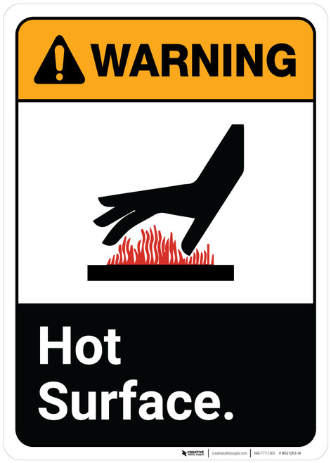 Warning: Hot Surface ANSI Portrait with Icon