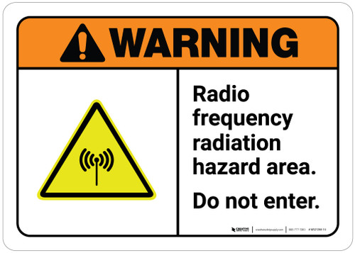 Warning: Radio Frequency Radiation Hazard Area ANSI Landscape with Icon