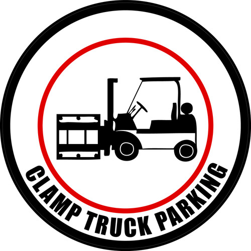 Clamp Truck Parking (Circle in White) - Floor Sign