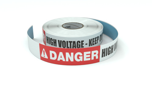 Danger: High Voltage - Keep Out - Inline Printed Floor Marking Tape