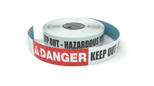 Danger: Keep Out - Hazardous Voltage - Inline Printed Floor Marking Tape