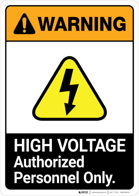 Warning: High Voltage - Keep Out ANSI - Portrait Wall Sign