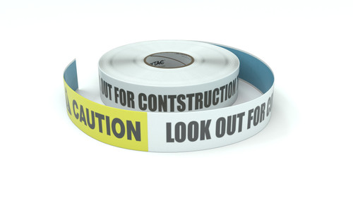 Caution: Look Out For Contstruction Traffic - Inline Printed Floor Marking Tape