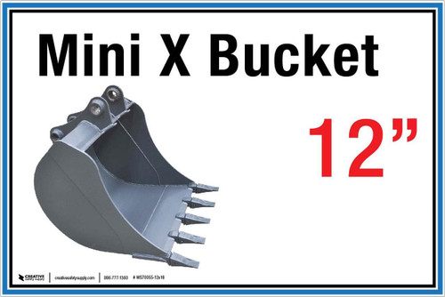 Wall Sign: (United Rentals Logo) Mini X Bucket 12" - 12"x18" (Peel-and-Stick Permanent Adhesive)