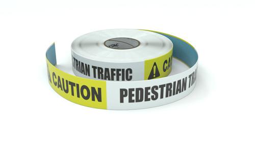 Caution: Pedestrian Traffic - Inline Printed Floor Marking Tape