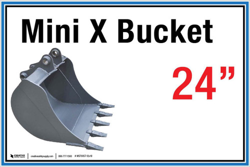 Wall Sign: (United Rentals Logo) Mini X Bucket 24" - 12"x18" (Peel-and-Stick Permanent Adhesive)