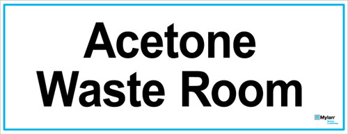 Wall Sign: (Mylan Logo) Acetone Waste Room 8"x20" (Mounted on 3mm PVC)